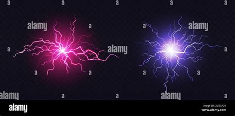 Lightning Ball Electric Strike Impact Vector Realistic Set Of