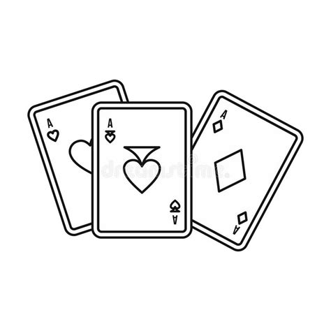 Playing Cards Icon Outline Style Stock Vector
