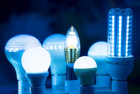 Some Led Lamps Blue Light Science Technology Background Stock Photo