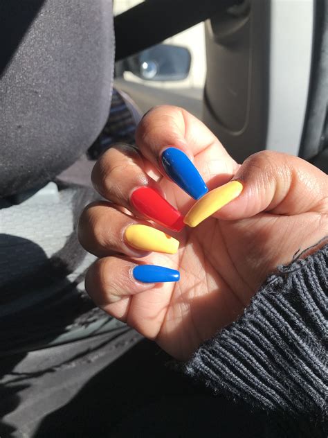 #primarycolors #nails #yellow #blue #red #aesthetic | Blue ... Yellow nails are most commonly the result of a fungal infection, which makes plenty of sense as your hands and feet come into contact with all kinds of potentially infectious bacteria;