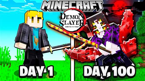 I Survived 100 Days In Minecraft Demon Slayer As A Demon Youtube