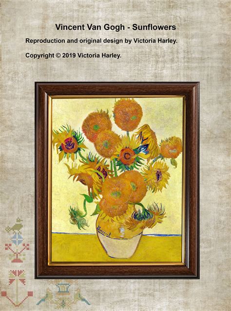 。 this is a pattern that is used to sew and to create a needlepoint or. Cross Stitch Van Gogh Reproduction Pattern Sunflowers ...