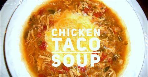 Place all ingredients in the crock pot. Crock Pot Chicken Taco Soup | Taco soup, Chicken tacos ...