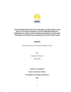 STUDI KOMPARASI TENTANG PEMBELAJARAN DIDALAM KELAS DAN DI LUAR KELAS