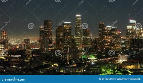 Aerial View Of Los Angeles Night City City Of Los Angeles Cityscape