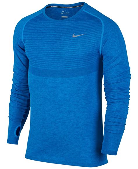 Lyst Nike Mens Dri Fit Knit Running Long Sleeve Shirt In Blue For Men