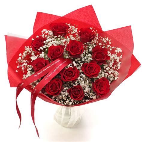Valentine Day Flowers Red Roses Bouquet Valentines Day