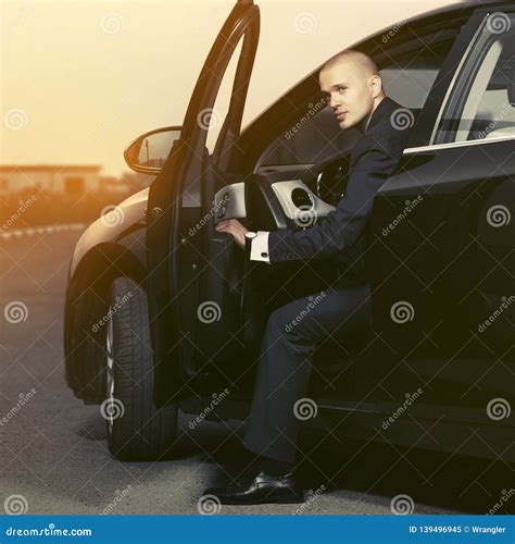Young Handsome Businessman Sitting In A Car Stock Image Image Of
