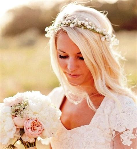 Brides Casual Down Hair With Flower Crown Wedding Big