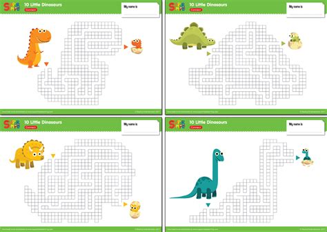 10 Little Dinosaurs Worksheets Maze Super Simple In 2022 Dinosaur