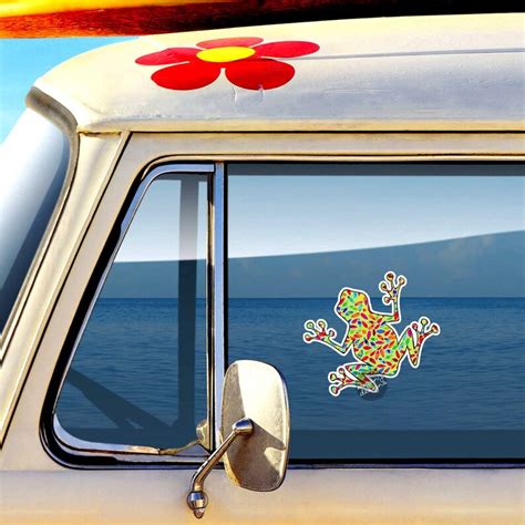 Hippie Tree Frog Decal Colorful Car Decal Vinyl Bumper Etsy