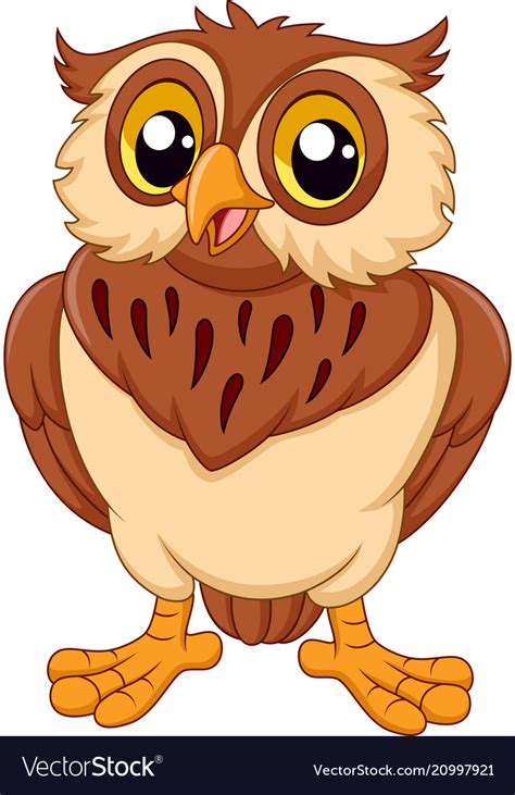 Cartoon Owl Isolated On White Background Vector Image