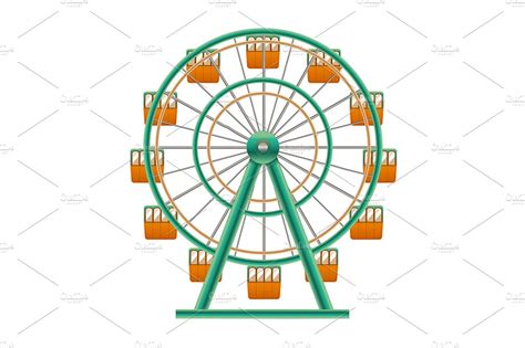 Ferris Wheel Attraction Vector Custom Designed Illustrations