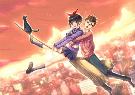 Wallpaper Kikis Delivery Service Kiki Witch Witches Broom Flying