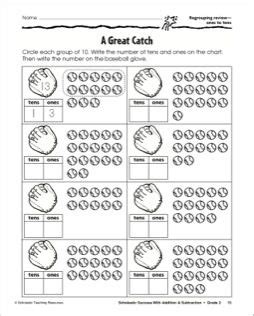 First grade math worksheets for children to supplement their math activities at home or in school. Grouping Tens and Ones (Grade 1-3) | Tens and ones, Math ...
