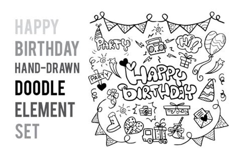 Doodle Birthday Party Hand Drawn Element Vector Graphic By Icikuhibiniu · Creative Fabrica
