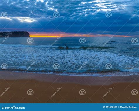 Cloud Filled Sunrise Seascape Stock Photo Image Of Australia Seaside