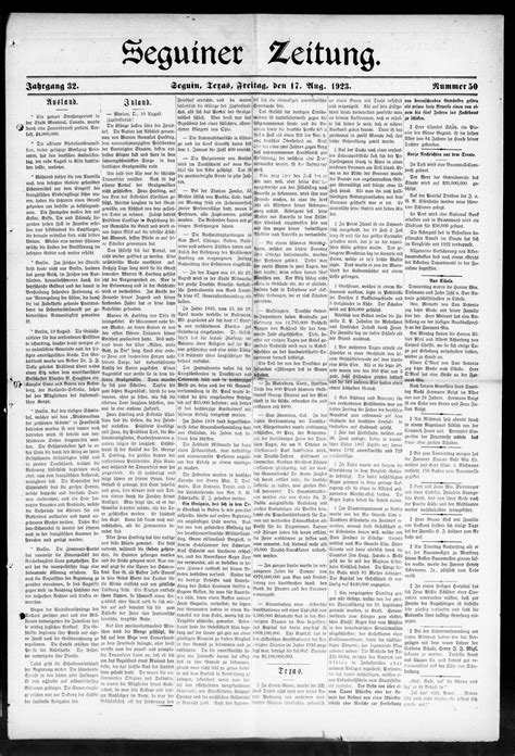 Seguiner Zeitung. (Seguin, Tex.), Vol. 32, No. 50, Ed. 1 Friday, August