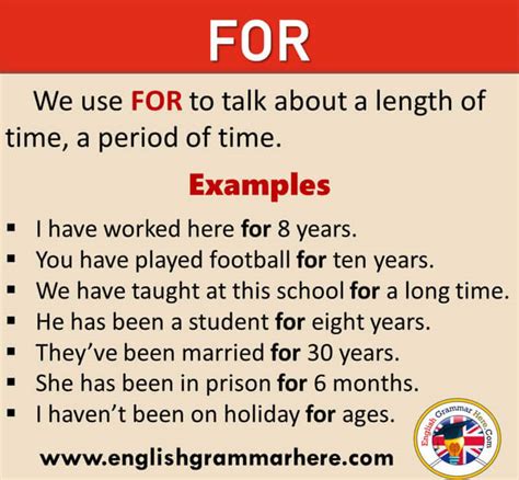 How To Use For In English Definition And Example Sentences English