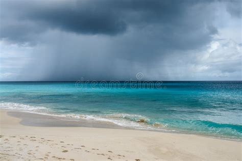 Passing Rain Cloud And Storm Over Ocean In Anguilla British West