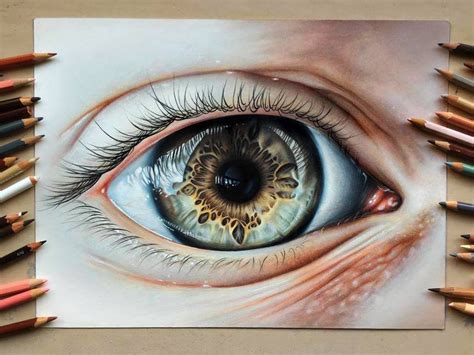 Drawing A Realistic Eye Using Coloured Pencils In 2020 Eye Drawing