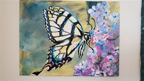 Butterfly Acrylic Painting Wall Art Floral Etsy