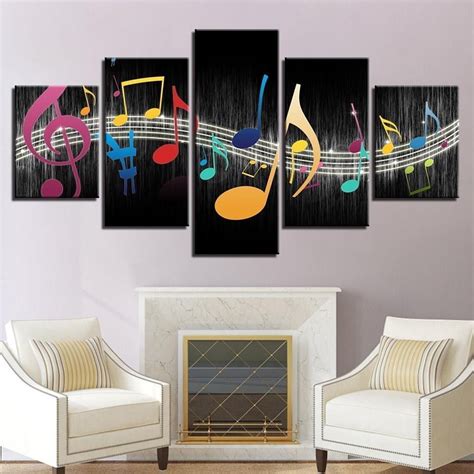 Musical Notes Music 5 Panel Canvas Wall Art Home Decor Poster Picture