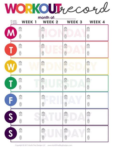 Monthly Workout Tracker Printable