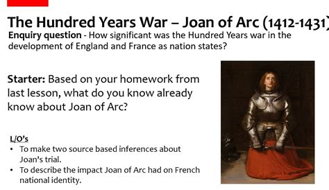 The Hundred Years War Joan Of Arc Lesson 4 Teaching Resources