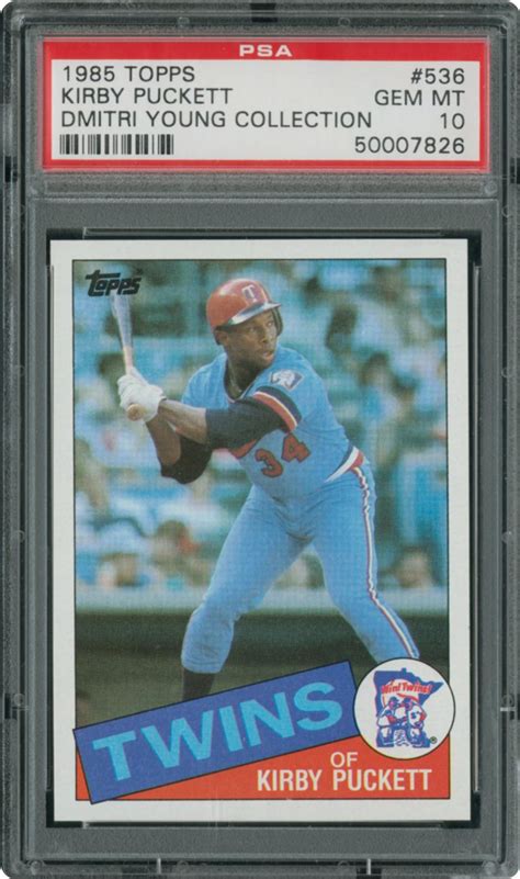 He was elected to baseball hall of fame by baseball writers in 2001 and a low grade card may only be worth 2 or 3 percent of the value of a mint card and that holds true even on very old cards not just new baseball cards. 1985 Topps Kirby Puckett | PSA CardFacts™