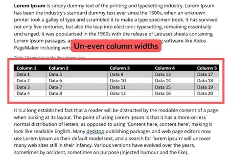 Make All Table Column Widths Even In A Microsoft Word Table Geekpossible