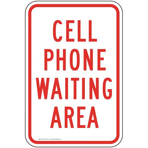 Vertical Sign Phone Rules Cell Phone Waiting Area Sign