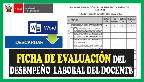 ¡atenciÓn Ficha De Evaluación Del Desempeño Laboral De Docente Ebr