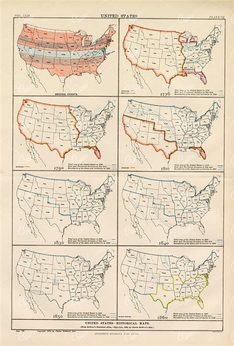 United States Historical Maps 1880 Encyclopedia Britannica Century