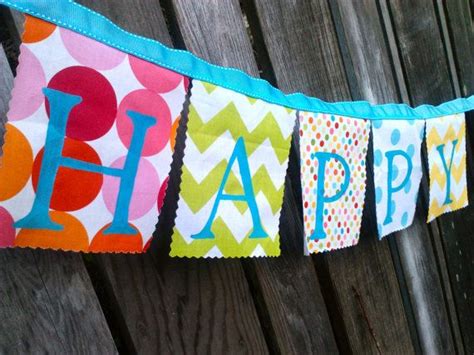 Fabric Birthday Banner Party Decoration Bunting Flags Etsy Birthday Banner Happy Birthday