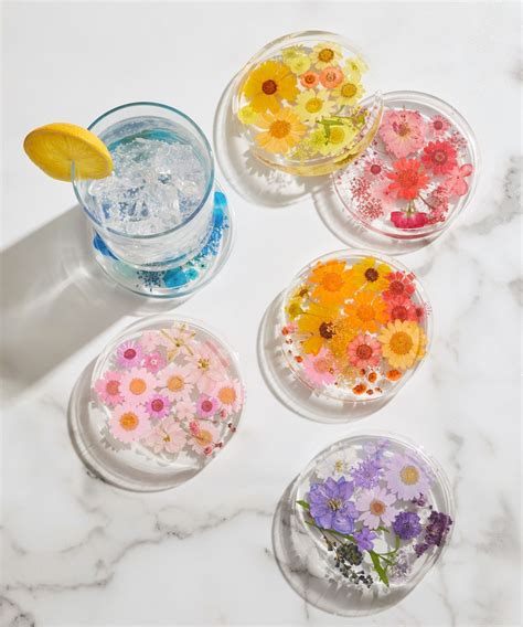 How To Make Colorful Resin Coasters With Dried Flowers In 2021 Craft Stick Crafts Sewing