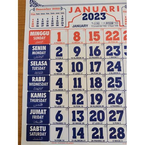 Jual Kalender Dinding Lengkap Jadwal Sholat Tahun 2023 Jakarta Barat