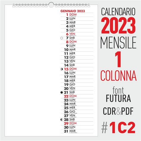 Calendario 2023 Mensile Grafica Oristano