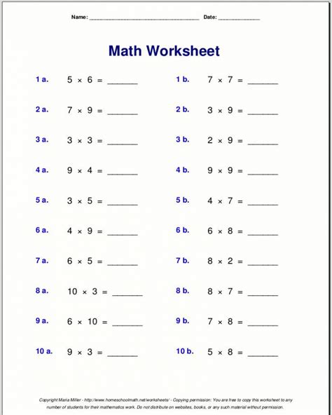 Free Printable 4th Grade Math Year Skills Worksheets Math Worksheets