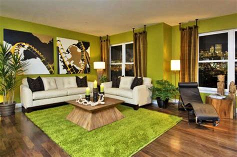 Furniture Green Living Room Design Ideas With Artistic Painting