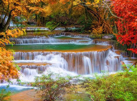 Waterfall River Landscape Nature Waterfalls Autumn Wallpaper 1