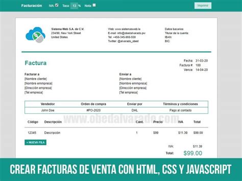 Crear Facturas De Venta Con Html Css Y Javascript Sistemas Web