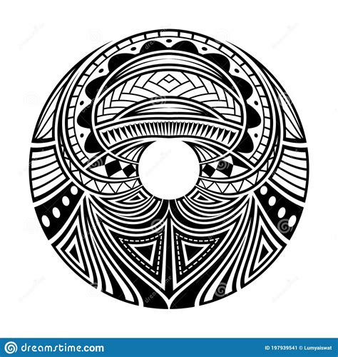 Maori Polynesian Ethnic Circle Tattoo Shape Stock Vector Illustration