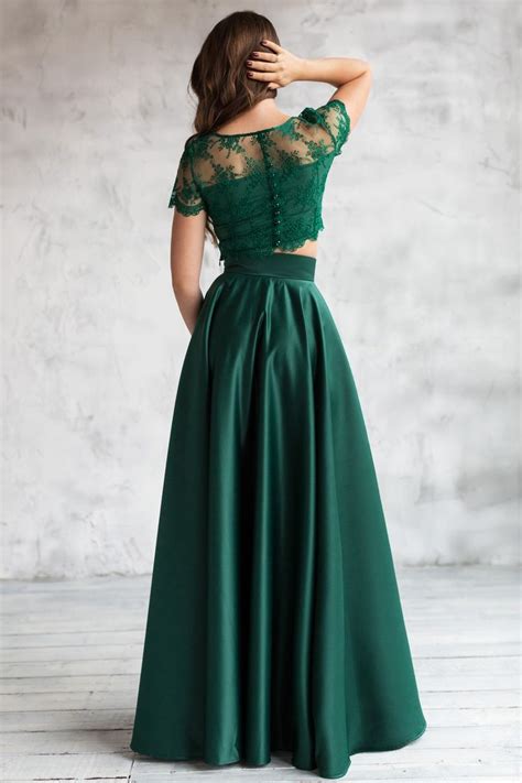 elegant formal emerald satin full skirt circle skirt maxi green skirt with pockets evening