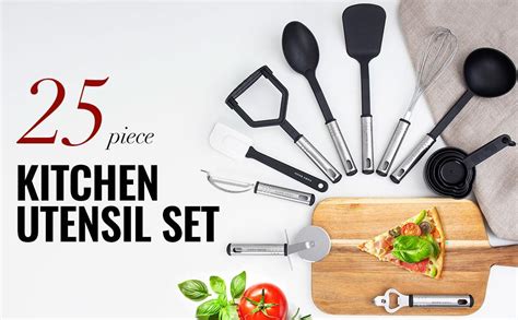 Home Hero 25pc Kitchen Utensil Set Nylon And Stainless Steel Cooking