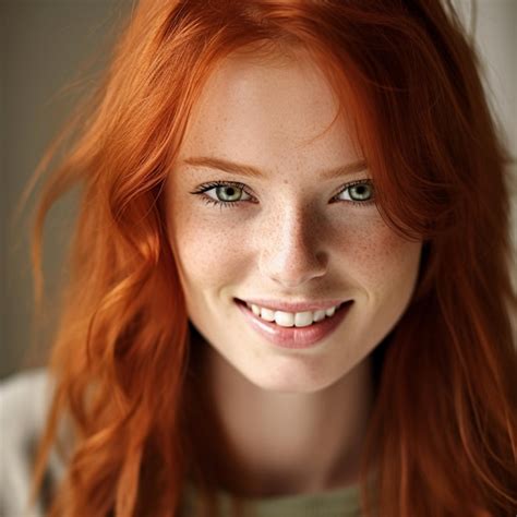 premium photo a woman with red hair and green eyes