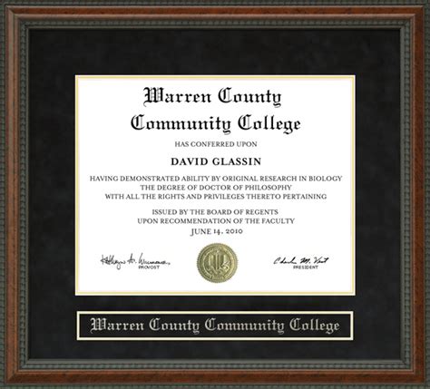 Warren County Community College Diploma Frame By Wordyisms