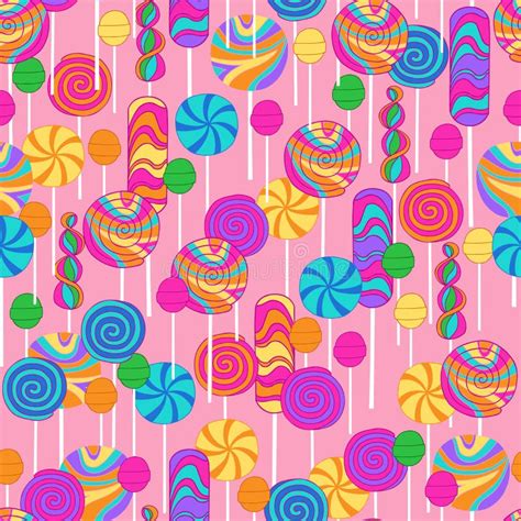 Lollipops Candy Repeat Pattern Stock Vector Illustration Of Drawn