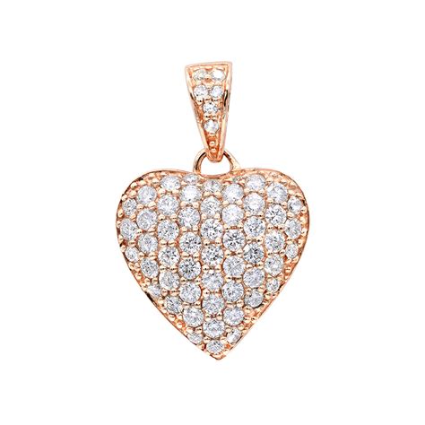 14k Gold Pave Diamond Heart Pendant 1ct 009997