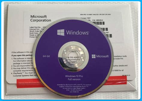 Win10 Pro Oem Key 64 Bit Dvd Oem Pack Win 10 Professional Coa Key